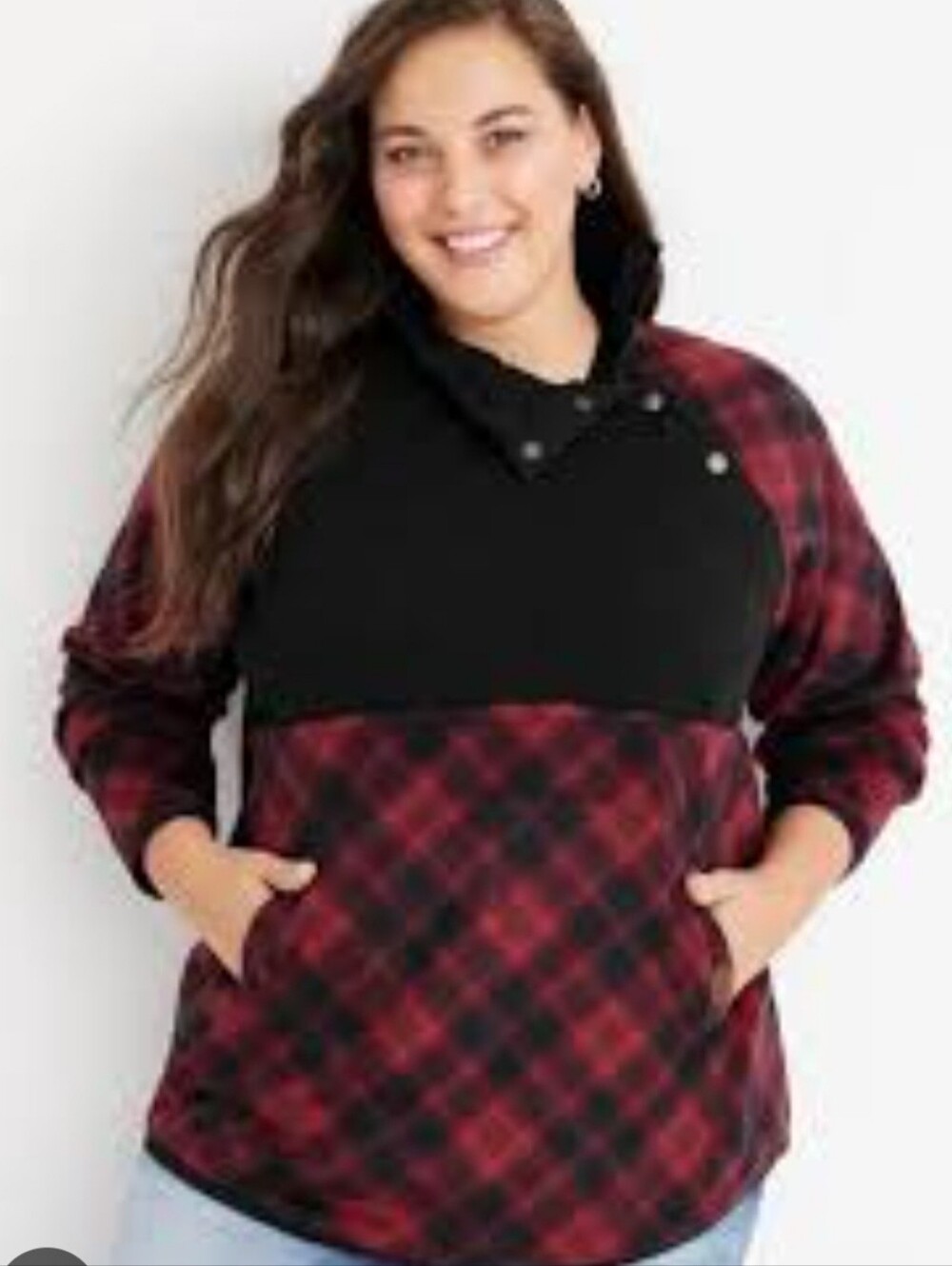 Maurices Buffalo Plaid Fleece Snap Neck Sweatshirt NWT Size Xlarge